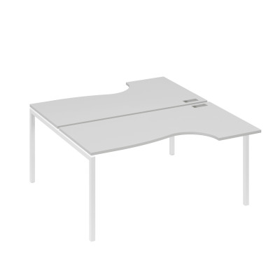 Рабочая станция DUE (2х160) столы эргономичные Классика серый / металлокаркас белый А4 Б2 185 СЕ