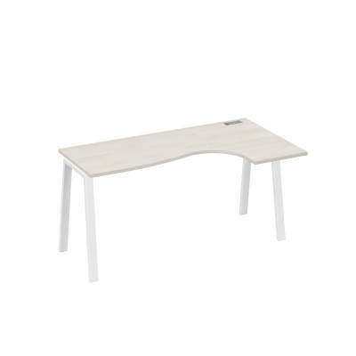 Стол на металлокаркасе TRE эргономичный "Классика" правый дуб / металлокаркас белый А4 Б3 036 ДШ