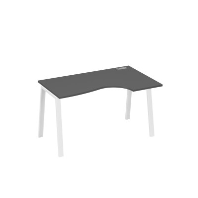 Стол на металлокаркасе TRE эргономичный правый "Классика" антрацит премиум / металлокаркас белый А4 Б3 044 АР