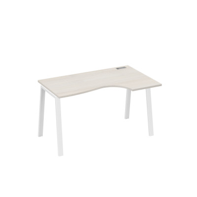Стол на металлокаркасе TRE эргономичный правый "Классика" дуб / металлокаркас белый А4 Б3 044 ДШ