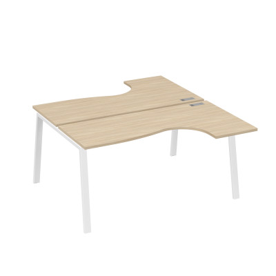 Рабочая станция на опорах TRE (2х160) столы Классика дуб скандинавский / металлокаркас белый А4 Б3 182 ДК