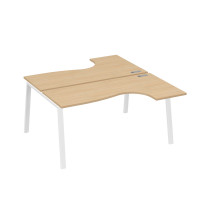 Рабочая станция на опорах TRE (2х160) столы Классика натуральный дуб / металлокаркас белый А4 Б3 182 НД