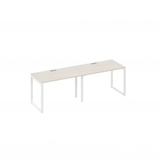 Рабочая станция на каркасе QUATTRO (2х120) дуб / металлокаркас белый А4 Б4 013-2 ДШ