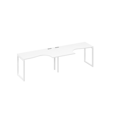 Станция столы 2х140 Классика эргономичные опоры QUATTRO белый премиум / металлокаркас белый А4 Б4 033-2 БП