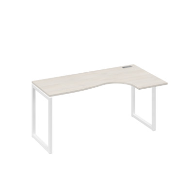 Стол правый "Классика" эргономичный на металлокаркасе QUATTRO дуб / металлокаркас белый А4 Б4 036 ДШ