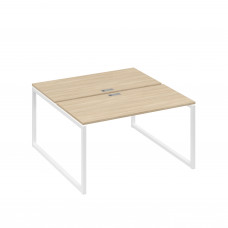 Рабочая станция 2х140 на опорах QUATTRO дуб скандинавский / металлокаркас белый А4 Б4 174 ДК