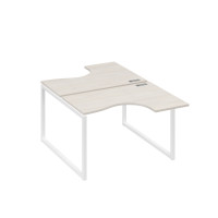 Рабочая станция эргономичная Классика каркас QUATTRO (2х120) дуб / металлокаркас белый А4 Б4 180 ДШ