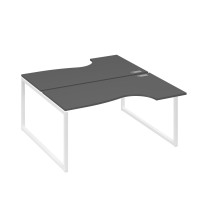 Рабочая станция (2х160) столы Классика опоры QUATTRO антрацит премиум / металлокаркас белый А4 Б4 185 АР