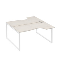 Рабочая станция (2х160) столы Классика опоры QUATTRO дуб / металлокаркас белый А4 Б4 185 ДШ