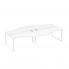 Рабочая станция со столами (4х160) Техно опоры QUATTRO белый премиум / металлокаркас белый А4 Б4 188-2 БП