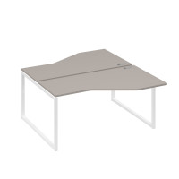 Рабочая станция со столами Техно (2х160) каркас QUATTRO мокко премиум / металлокаркас белый А4 Б4 188 МП