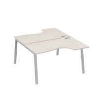 Рабочая станция столы (2х140) эргономичные Классика каркасTRE дуб / металлокаркас серый А4 С3 184 ДШ