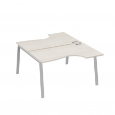 Рабочая станция столы (2х140) эргономичные Классика каркасTRE дуб / металлокаркас серый А4 С3 184 ДШ