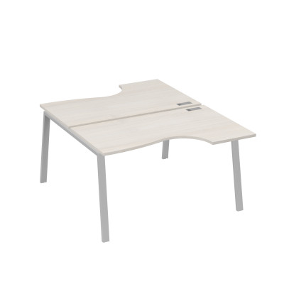 Рабочая станция столы (2х140) эргономичные Классика каркасTRE дуб / металлокаркас серый А4 С3 184 ДШ