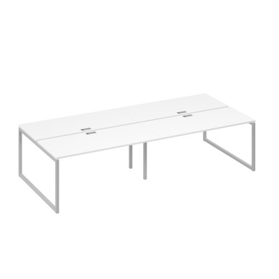 Рабочая станция на металлокаркасе QUATTRO (4х160) белый премиум / металлокаркас серый А4 С4 175-2 БП