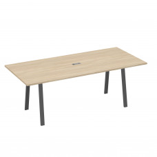 Стол 220 на каркасе TRE для переговоров дуб скандинавский / металлокаркас антрацит А4 А3 124 ДК
