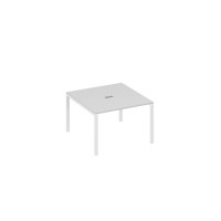 Стол 120 на металлокаркасе UNO в переговорную серый / металлокаркас белый А4 Б1 131 СЕ