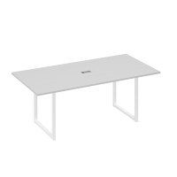 Стол 200 с металлокаркасом QUATTRO для переговоров серый / металлокаркас белый А4 Б4 123 СЕ