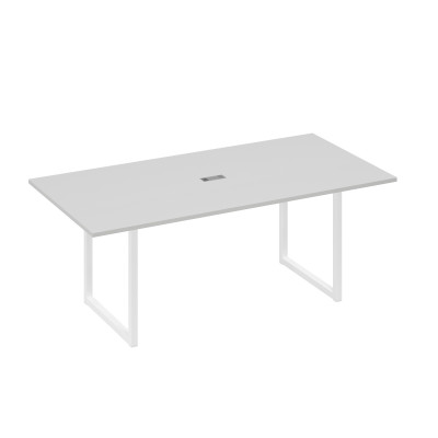 Стол 200 с металлокаркасом QUATTRO для переговоров серый / металлокаркас белый А4 Б4 123 СЕ