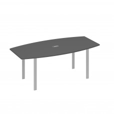 Стол 200x100 для переговоров фигурный на опорах UNO антрацит премиум / металлокаркас серый А4 С1 113 АР