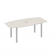 Стол 200x100 для переговоров фигурный на опорах UNO дуб / металлокаркас серый А4 С1 113 ДШ