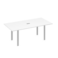 Стол 200 на металлокаркасе UNO в переговорную белый премиум / металлокаркас серый А4 С1 123 БП