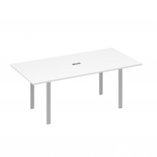 Стол 200 на металлокаркасе UNO в переговорную белый премиум / металлокаркас серый А4 С1 123 БП