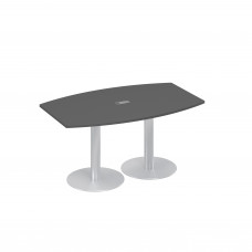 Стол 160x100 фигурный на опорах-колоннах для переговоров антрацит премиум А4 ХР 111 АР