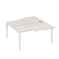 Рабочая станция столы Техно" каркас UNO (2х160) дуб / металлокаркас белый А4 Б1 191 ДШ