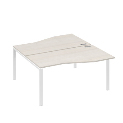 Рабочая станция столы Техно" каркас UNO (2х160) дуб / металлокаркас белый А4 Б1 191 ДШ