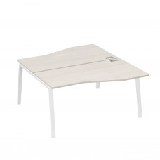 Рабочая станция (2х160) столы Техно на опорах TRE дуб / металлокаркас белый А4 Б3 191 ДШ