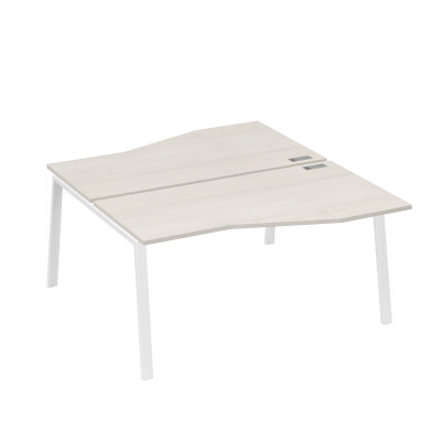 Рабочая станция (2х160) столы Техно на опорах TRE дуб / металлокаркас белый А4 Б3 191 ДШ