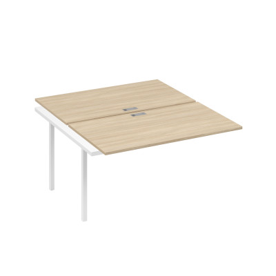 Секция стола рабочей станции 2х140 на каркасе QUATTRO дуб скандинавский / металлокаркас белый А4 Б4 177-1 ДК