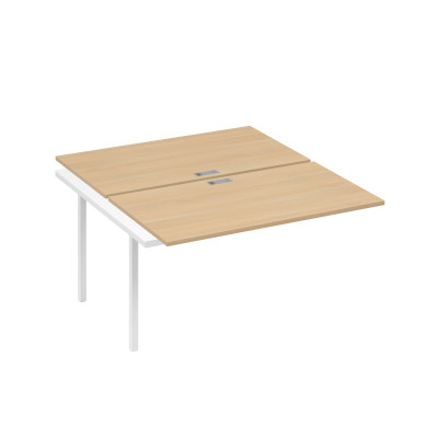 Секция стола рабочей станции 2х140 на каркасе QUATTRO натуральный дуб / металлокаркас белый А4 Б4 177-1 НД