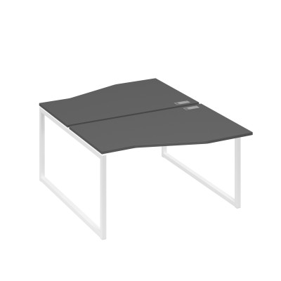 Рабочая станция столы (2х140) Техно каркас QUATTRO антрацит премиум / металлокаркас белый А4 Б4 190 АР