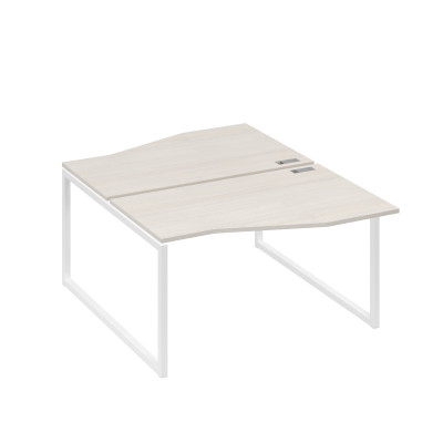 Рабочая станция столы (2х140) Техно каркас QUATTRO дуб / металлокаркас белый А4 Б4 190 ДШ