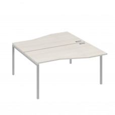 Станция со столами Техно эргономичными (2х160) каркас DUE дуб / металлокаркас серый А4 С2 191 ДШ