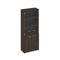 Шкаф для документов со стеклянными прозрачными дверьми дуб ристретто А4 9379 ДР