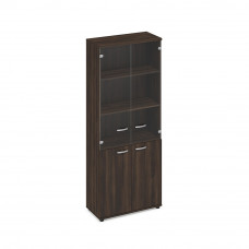 Шкаф для документов со стеклянными прозрачными дверьми дуб ристретто А4 9379 ДР