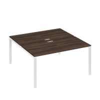 Рабочая станция опоры UNO столы 2х160 дуб ристретто/ металлокаркас белый А4 Б1 178 ДР