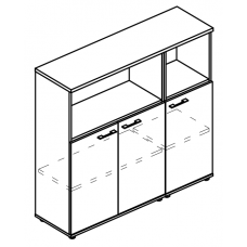 Шкаф средний комбинированный полузакрытый (топ ДСП) вяз либерти / вяз либерти МР 9488 ВЛ/ВЛ/ВЛ