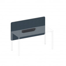 Экран настольный фронтальный тканевый с мягким наполнителем с кабель-каналом синий (Bahama Denim) / черный гладкий А1 ЧР 858.01 BA40