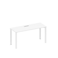 Стол письменный на металлокаркасе, столешница с заглушкой белый премиум / белый гладкий А1 БГ 005 БП