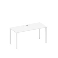 Стол письменный на металлокаркасе, столешница с заглушкой белый премиум / белый гладкий А1 БГ 015 БП