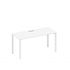Стол письменный на металлокаркасе, столешница с заглушкой белый премиум / белый гладкий А1 БГ 015 БП