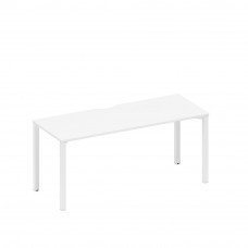 Стол письменный на металлокаркасе, столешница с вырезом белый премиум / белый гладкий А1 БГ 016.2 БП