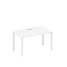 Стол письменный на металлокаркасе, столешница с заглушкой белый премиум / белый гладкий А1 БГ 024 БП