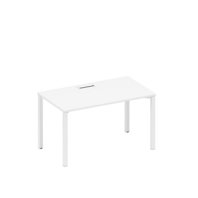 Стол письменный на металлокаркасе, столешница с заглушкой белый премиум / белый гладкий А1 БГ 024 БП