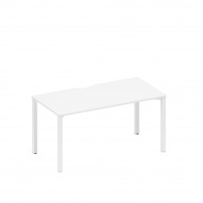 Стол письменный на металлокаркасе, столешница с вырезом белый премиум / белый гладкий А1 БГ 025.2 БП