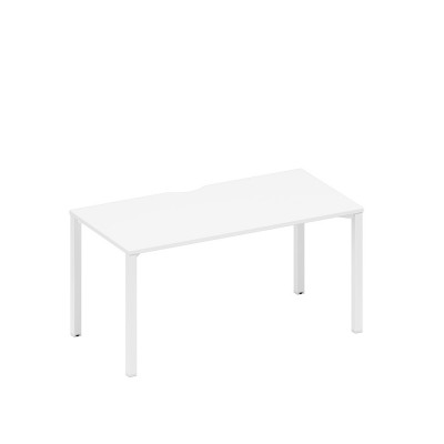 Стол письменный на металлокаркасе, столешница с вырезом белый премиум / белый гладкий А1 БГ 025.2 БП